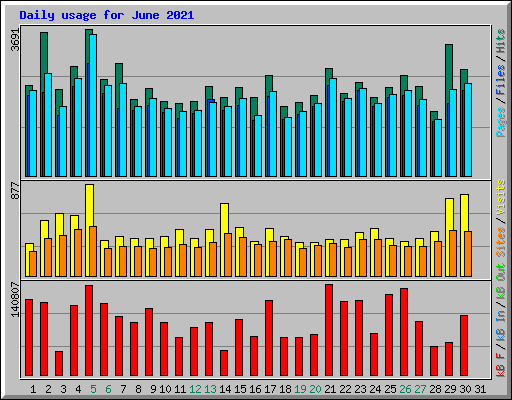 Daily usage for June 2021